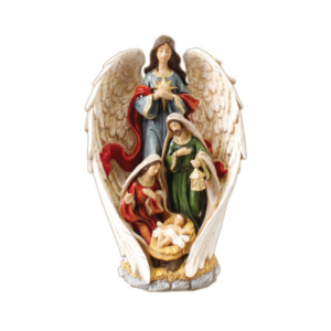 nativity scene ornament with angel