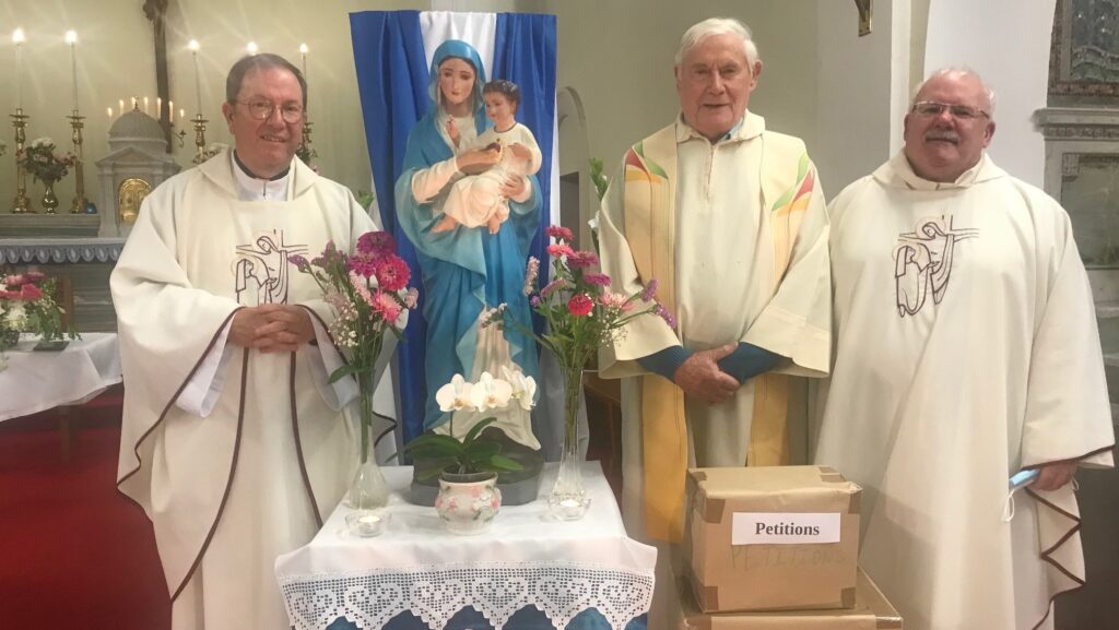 Fr Paul Clayton-Lea with Fr Jerry Daly MSC and Fr Michael O'Connell MSC at our 2021 Novena to Our Lady of the Sacred Heart, at the Sacred Heart Church on the Western Road, Cork.